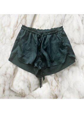 ABERCROMBIE & FITCH Dark Green Satin Sleepwear Shorts Size Small